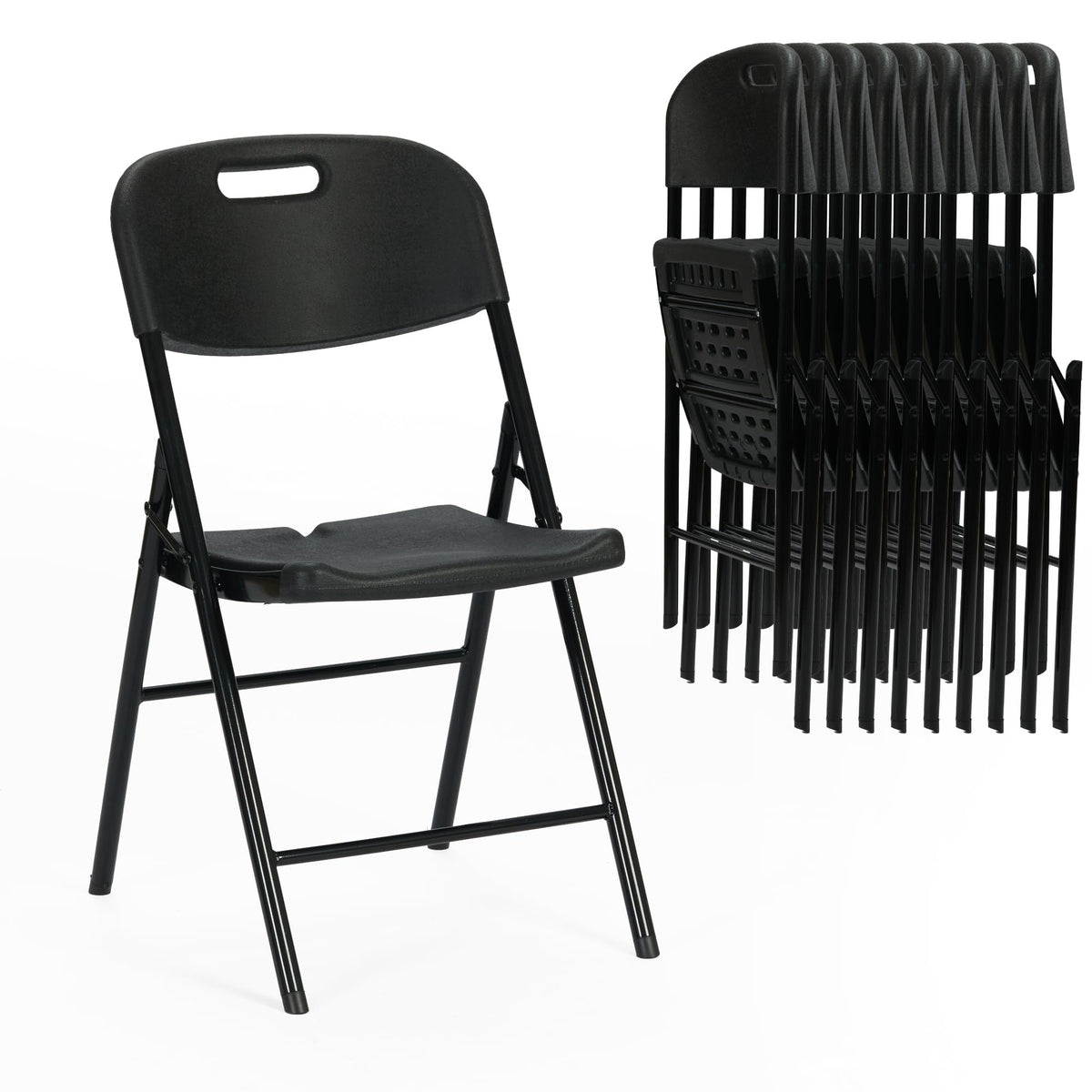 Black Plastic Folding Chair Set of 10 V8836
