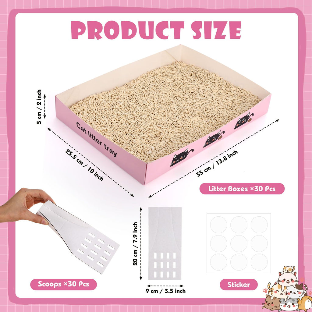 60 Pcs Disposable Cat Litter Boxes with Scoops W793535