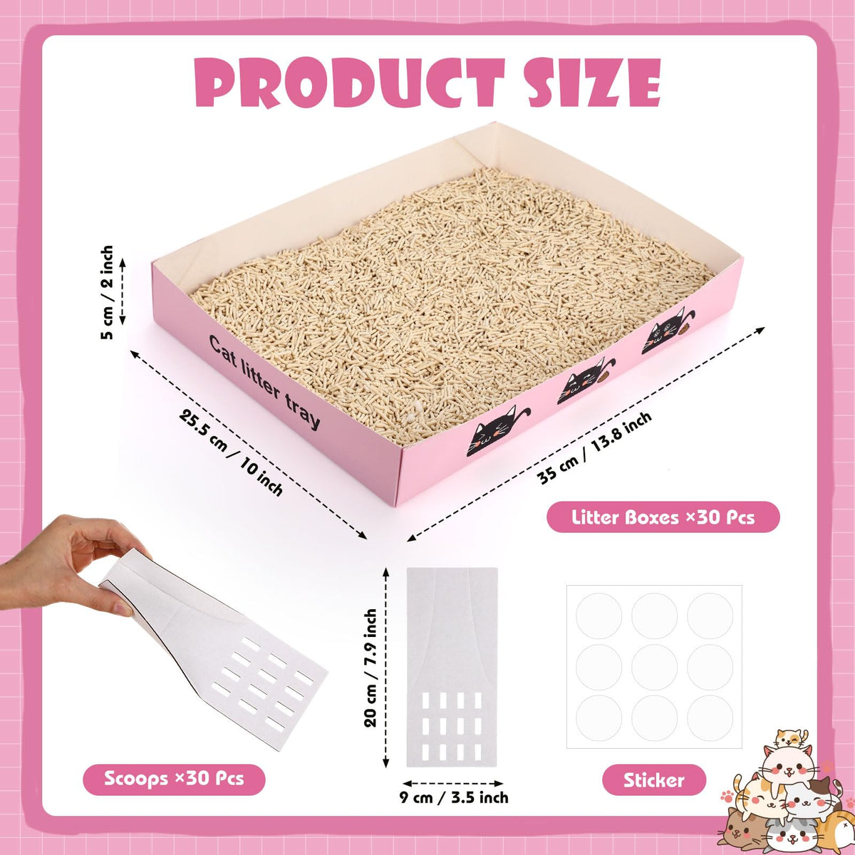 60 Pcs Disposable Cat Litter Boxes with Scoops W793535