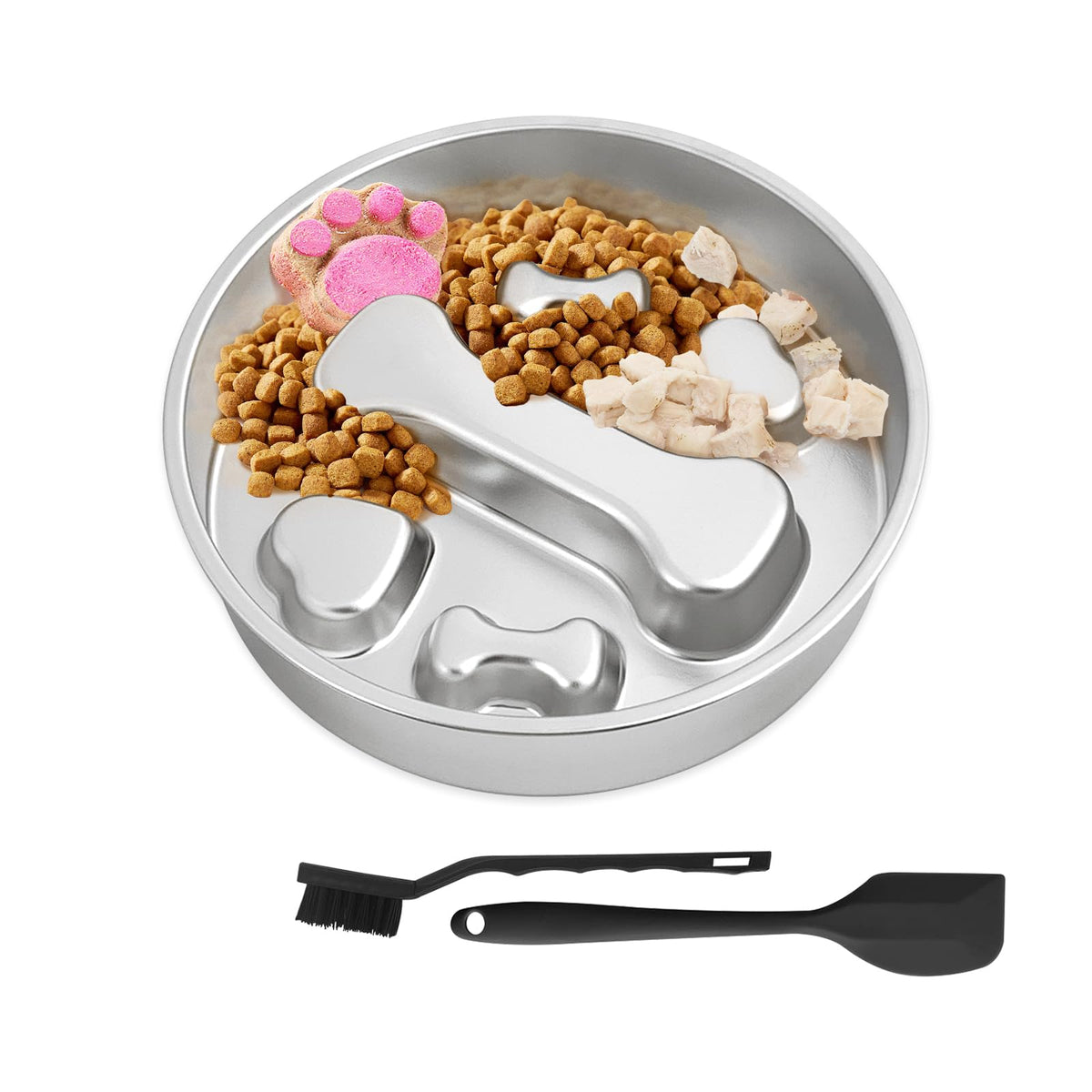 Stainless Steel Slow Feeder Dog Bowls W120799