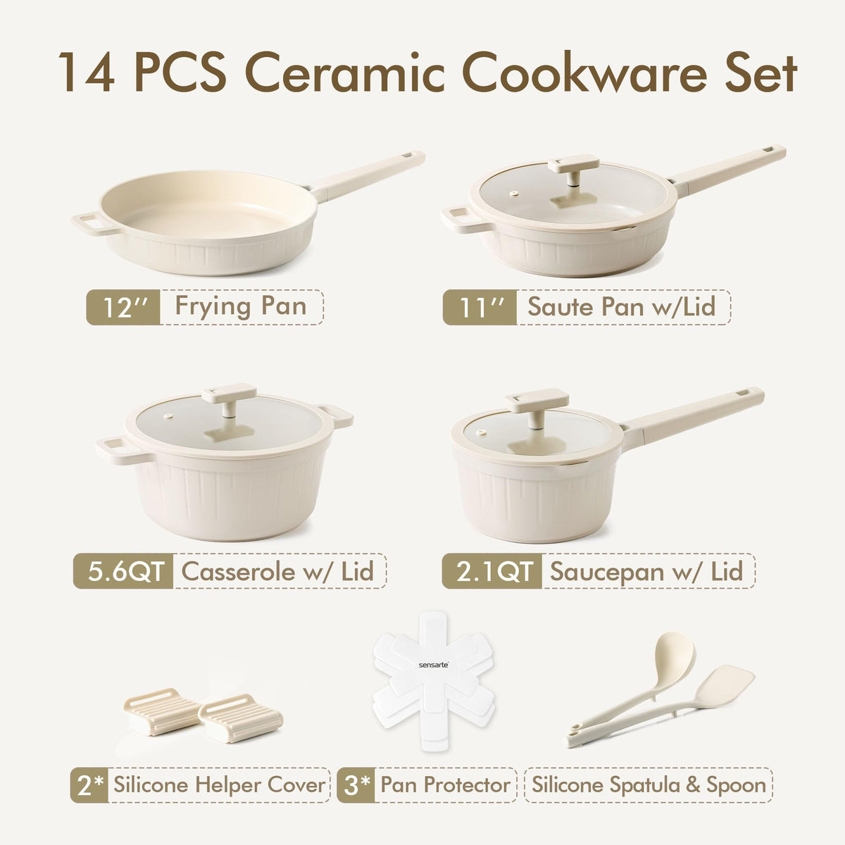 14 Pc Non Stick Ceramic Cookware Set U604543