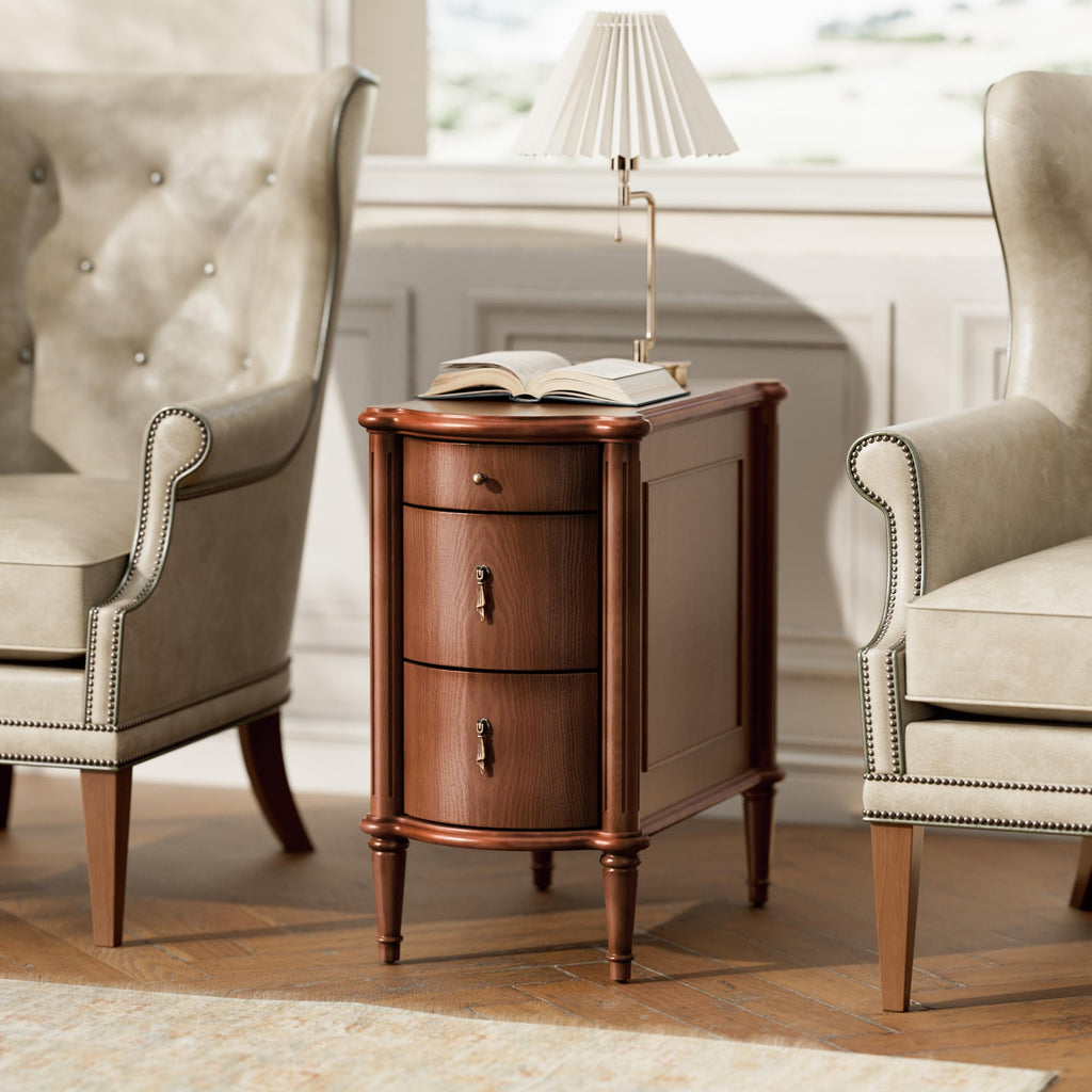 Brown Set of 2 Nightstand with Charging Station and 3 Drawers Z31176