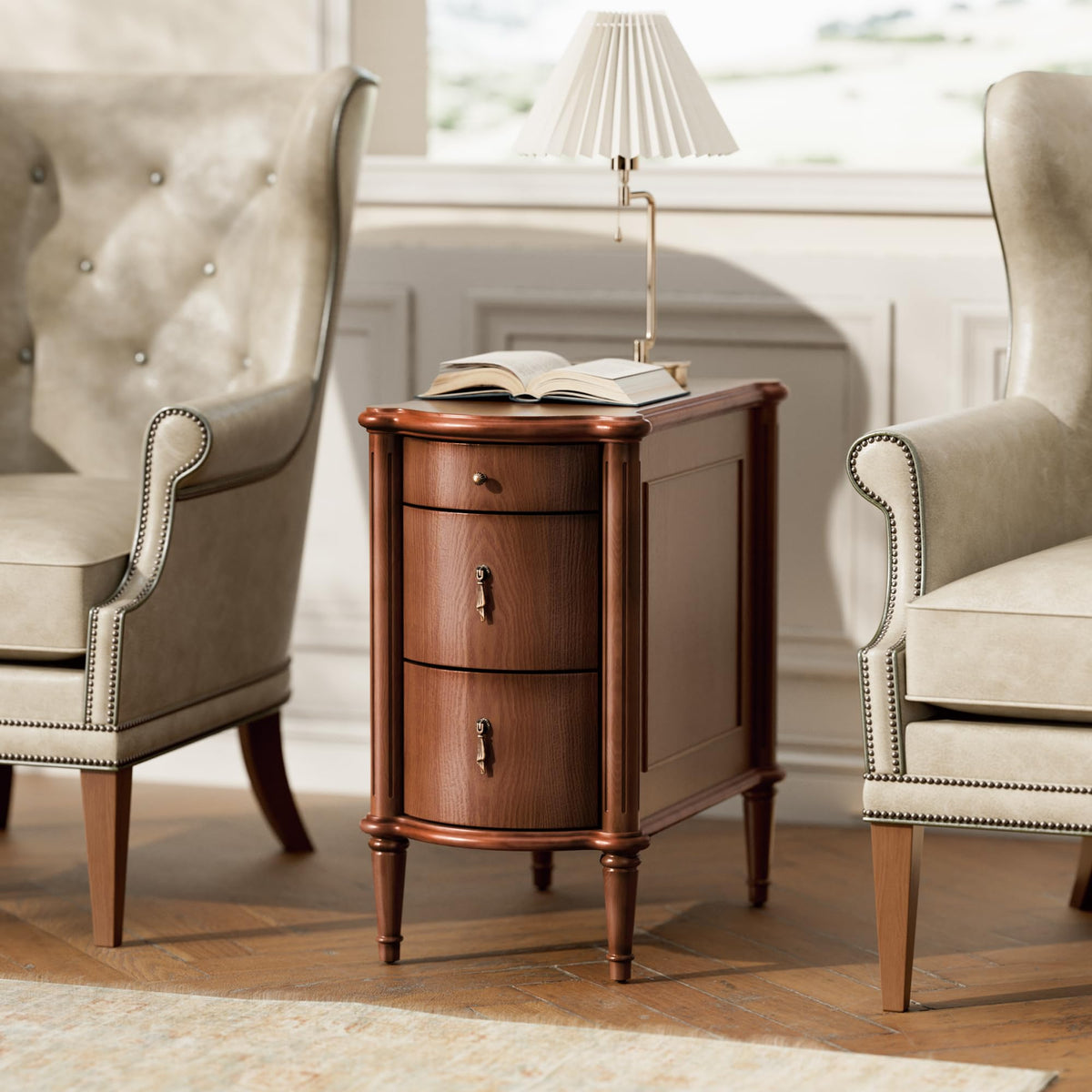 Brown Set of 2 Nightstand with Charging Station and 3 Drawers Z31176