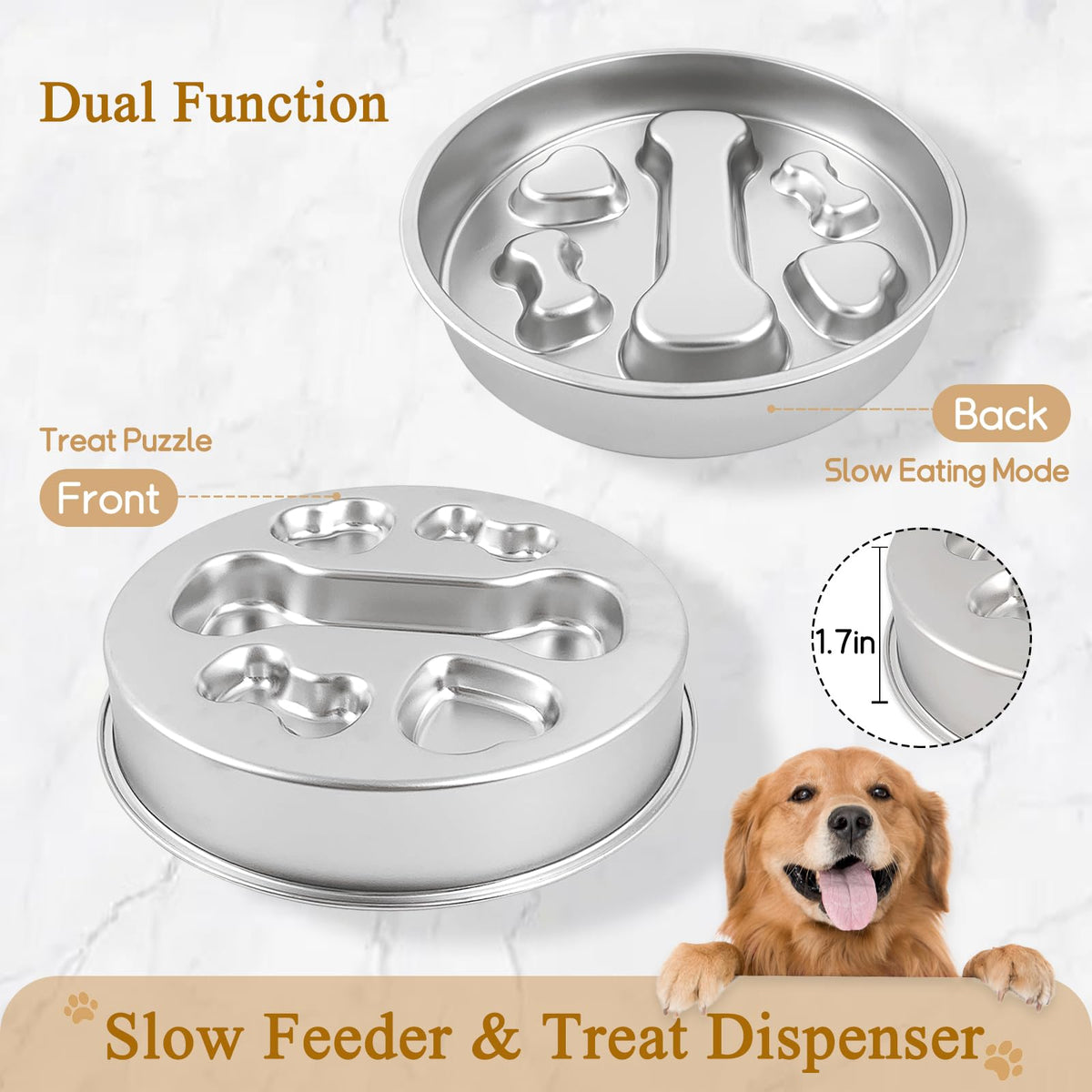 Stainless Steel Slow Feeder Dog Bowls W120799