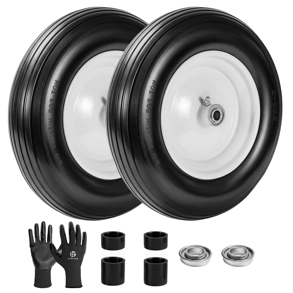 14.5" Flat Free Wheelbarrow Tire with 3/4" & 5/8" Bearing I349