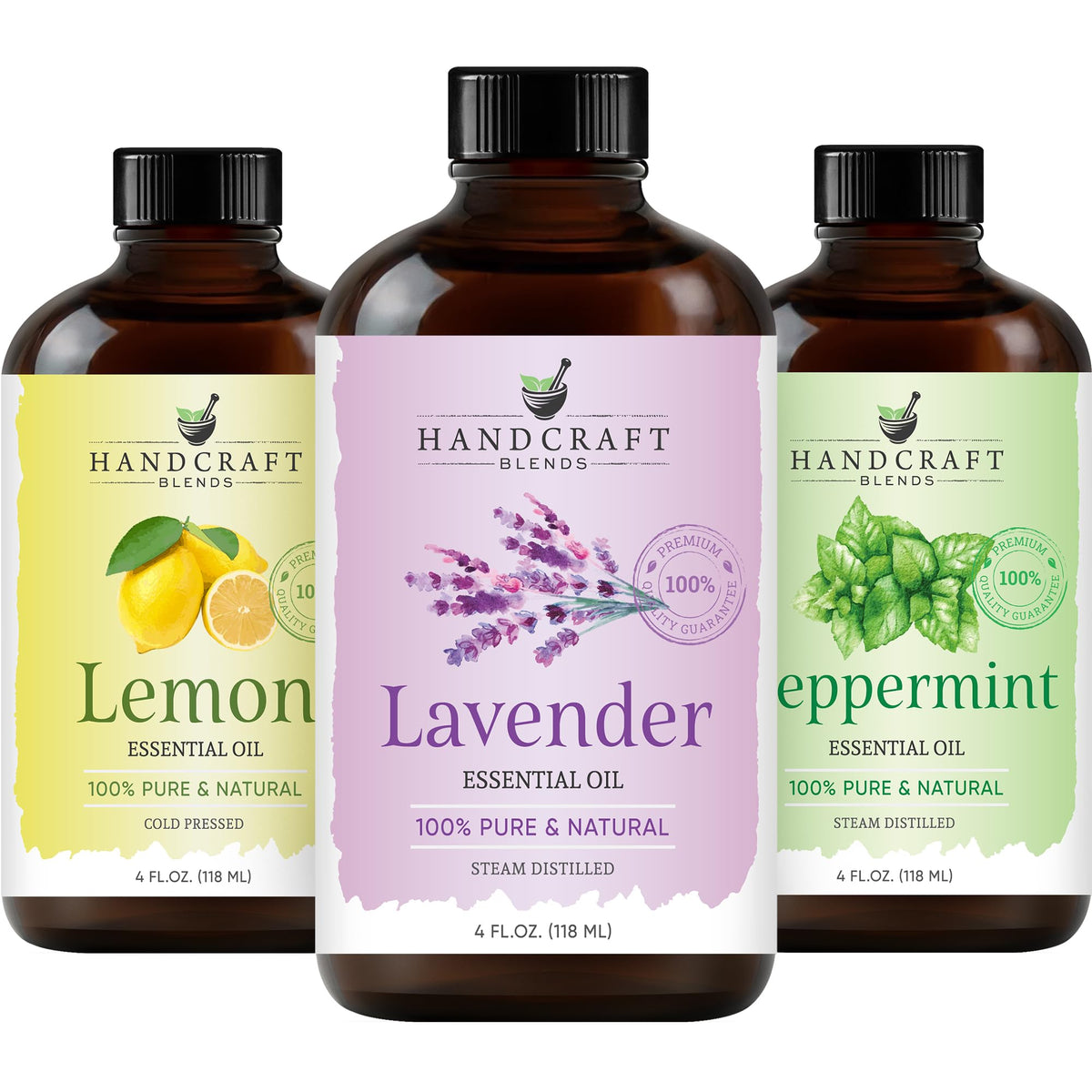 Lemon Peppermint Lavender Essential Oil Set 4 Fl. Oz E304