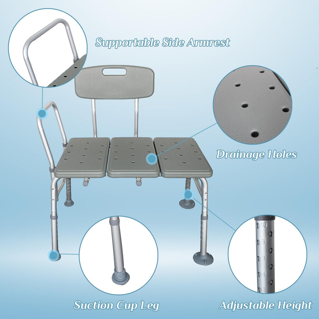 Tub Transfer Bench with Backrest and Armrest W50810
