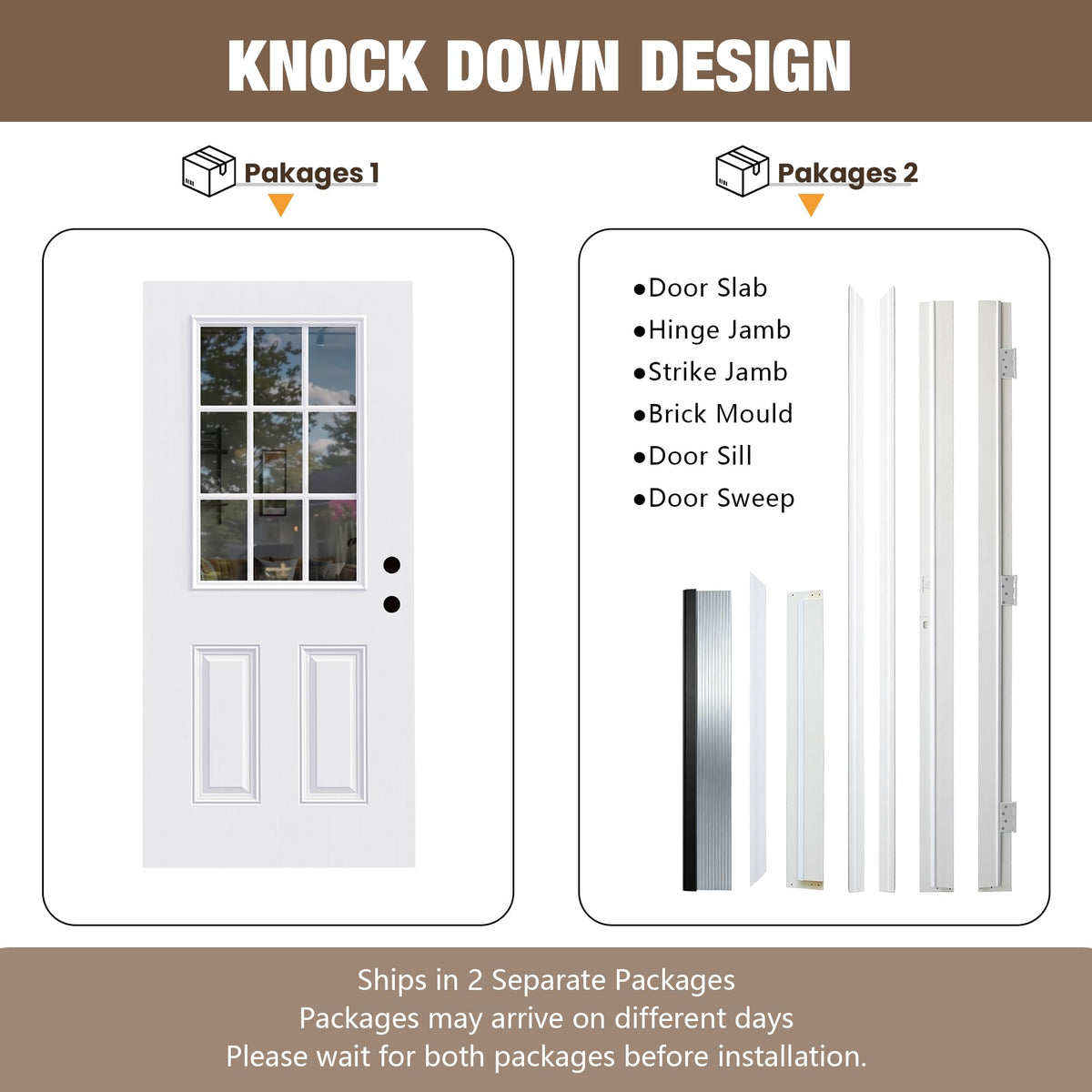 White 9-Lite Fiberglass Entry Door C7475