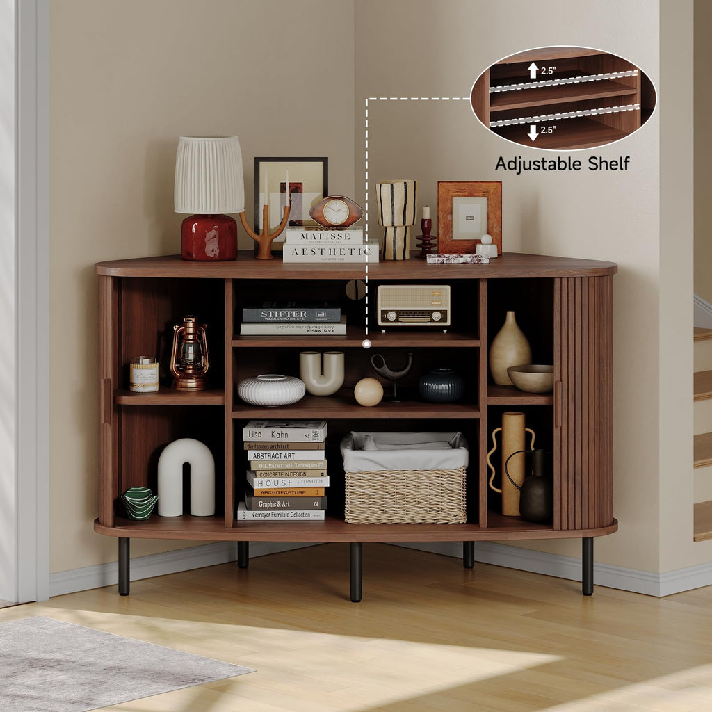 47 Inch Walnut Corner TV Stand K908