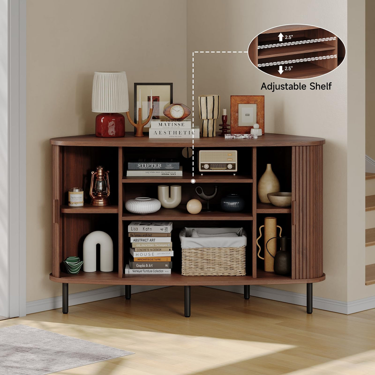47 Inch Walnut Corner TV Stand K908