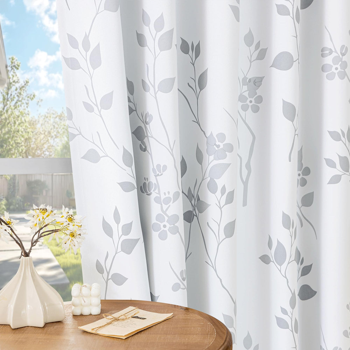Grey White 100x84 Blackout Curtains S245