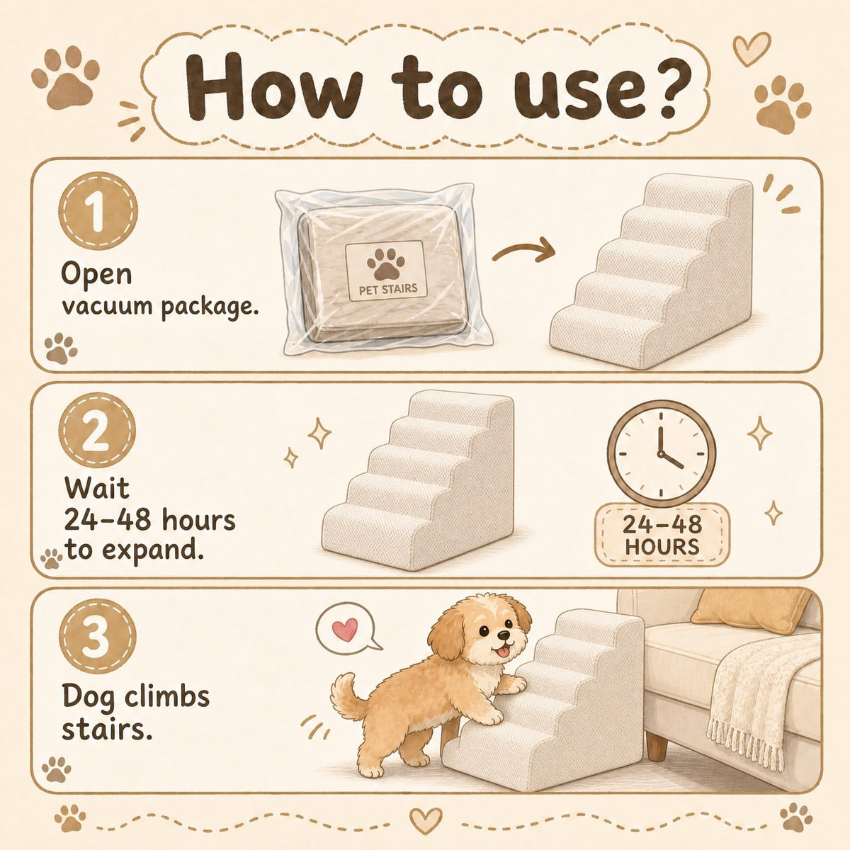 Dog Ramp, Pet Ramp, Dog Stairs, Non-Slip Ladder, 5-Step, Gray Y87977