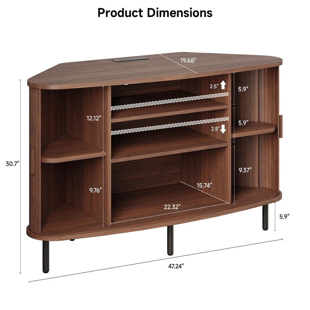 47 Inch Walnut Corner TV Stand K908