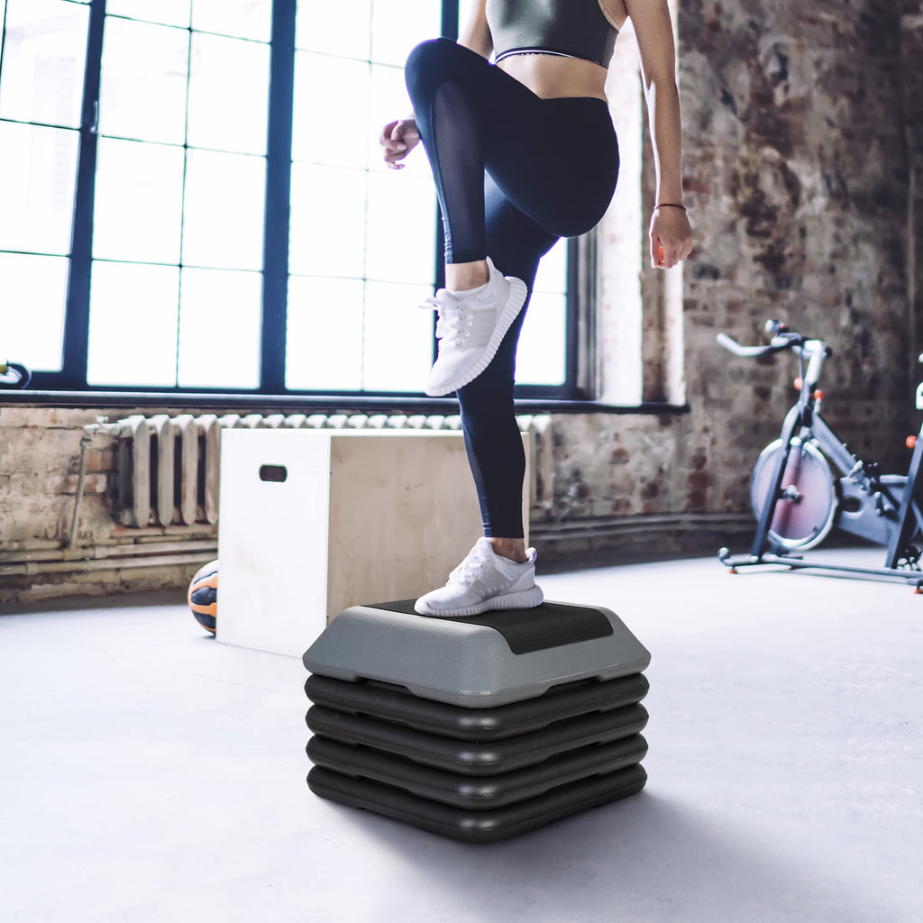 Height Adjustable Step Aerobic Platform with 4 Risers C5350
