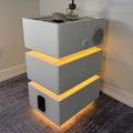 White 3 Drawer Faux Leather Nightstand with Charging Station D390976