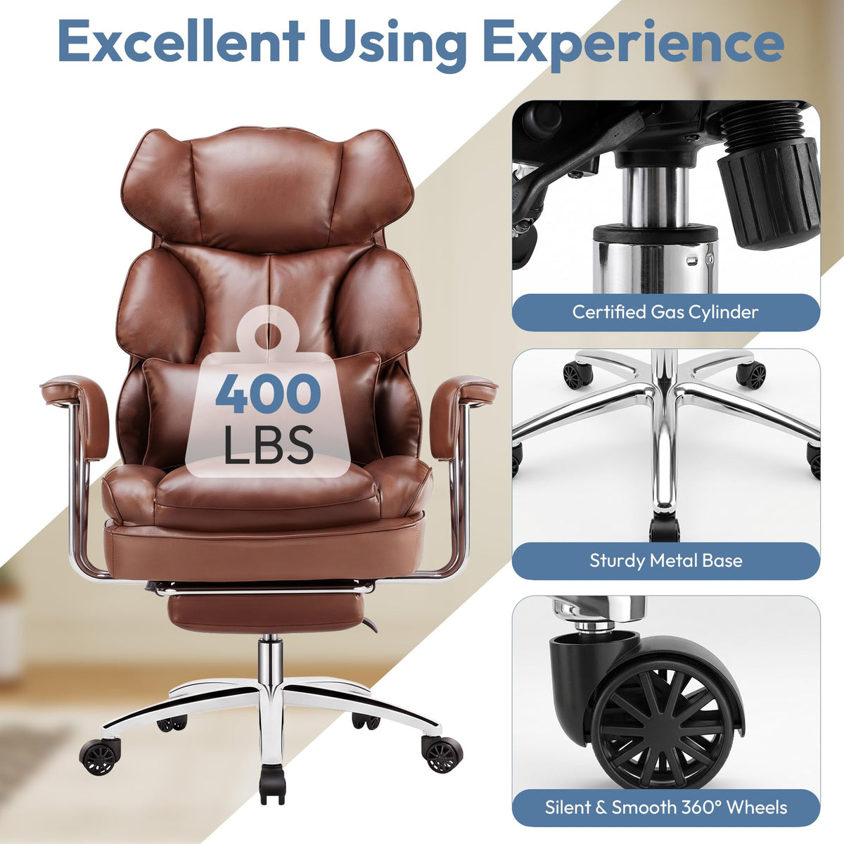 Brown Ergonomic Leather Office Chair K9566