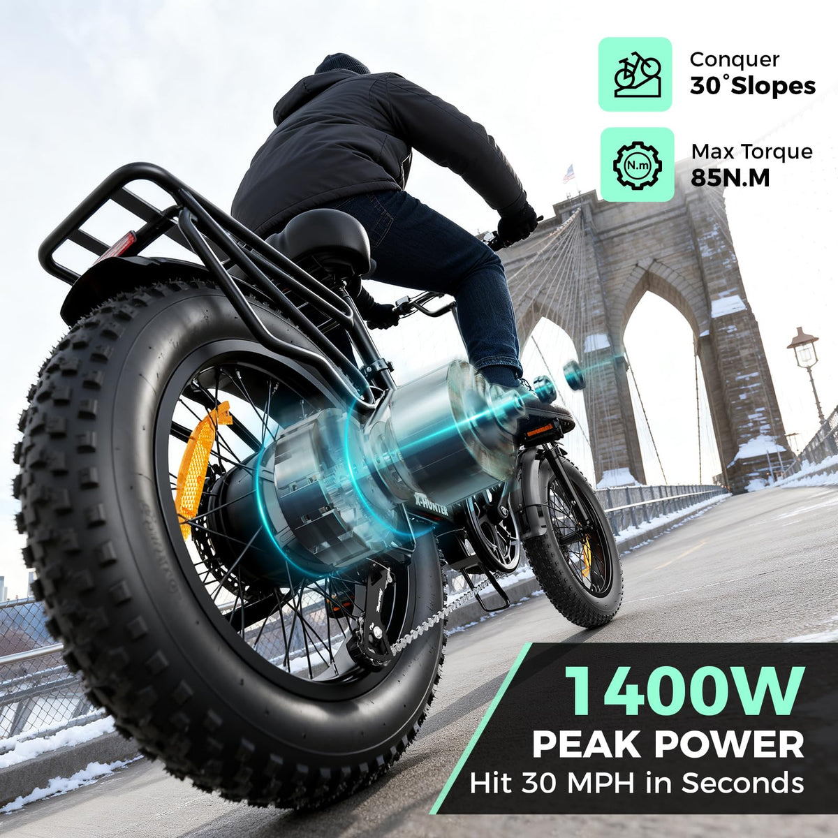 1400W Peak 20'' Fat Tire Foldable Electric Bike R27244