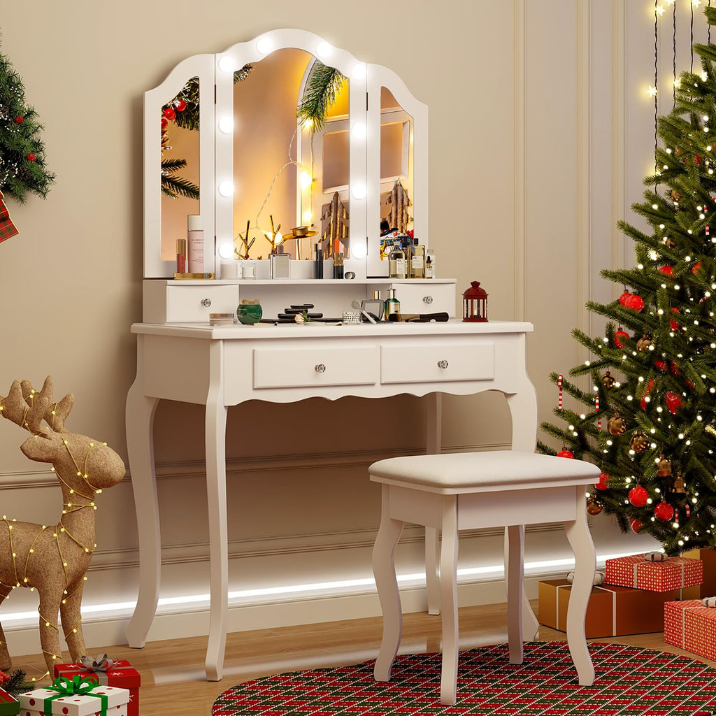 Vanity Desk with Lighted Mirror V97763