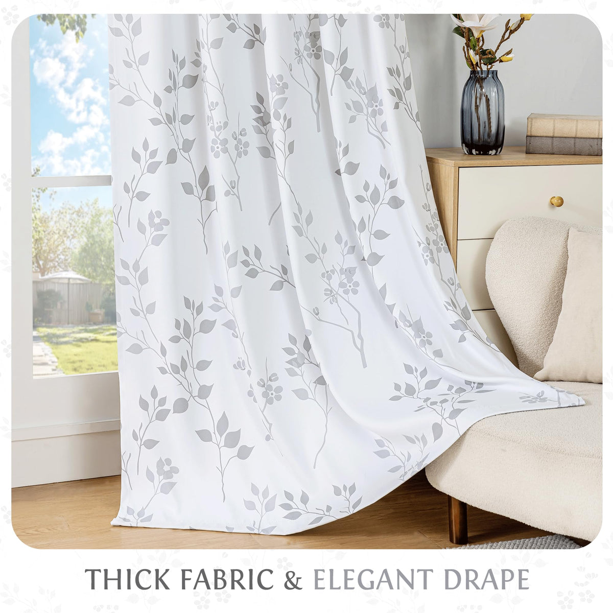 Grey White 100x84 Blackout Curtains S245