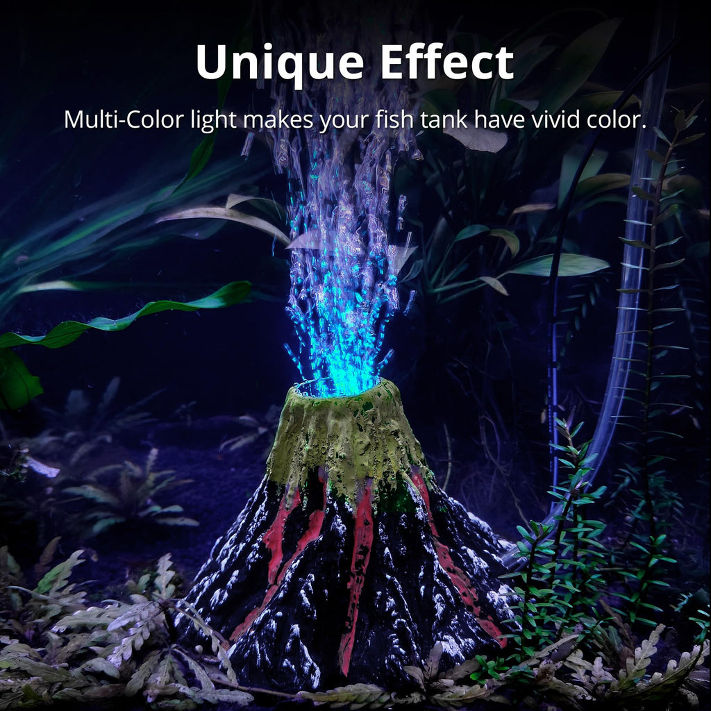 Aquarium Bubbler Decoration LED Volcano Ornament T99867