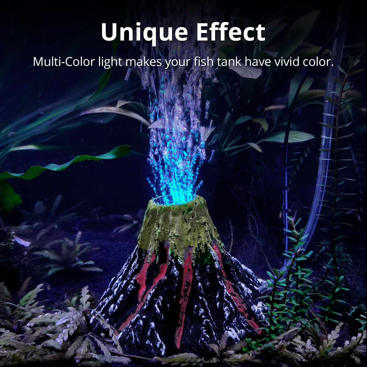 Aquarium Bubbler Decoration LED Volcano Ornament T99867