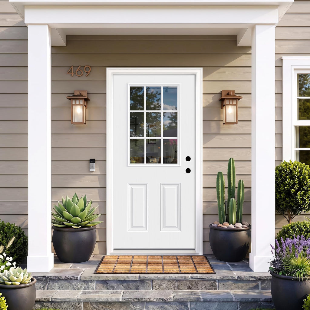 White 9-Lite Fiberglass Entry Door C7475
