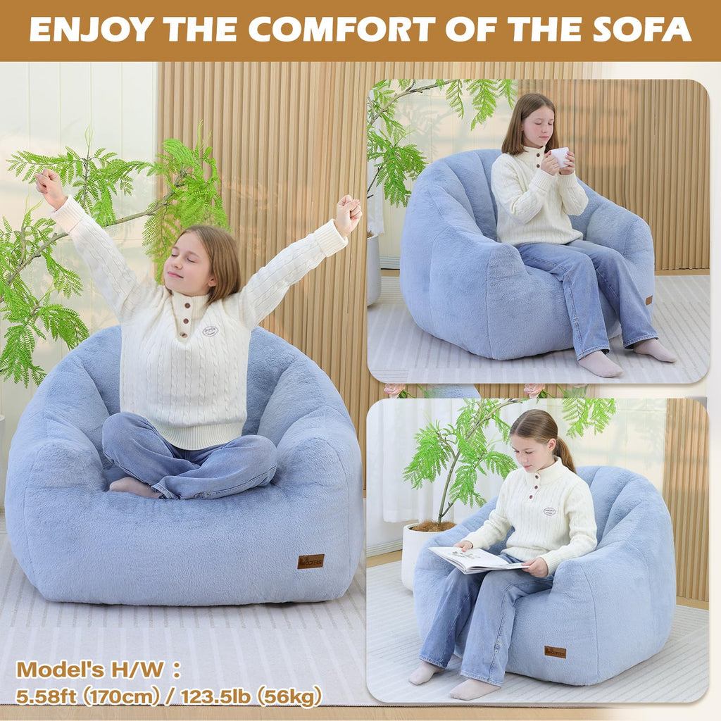 Light Blue Corduroy Bean Bag Chair Z180