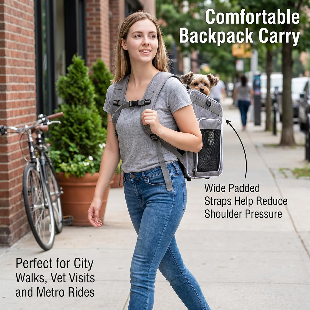 Foldable Expandable Pet Carrier Backpack for Bicycle Handlebar, Gray E592