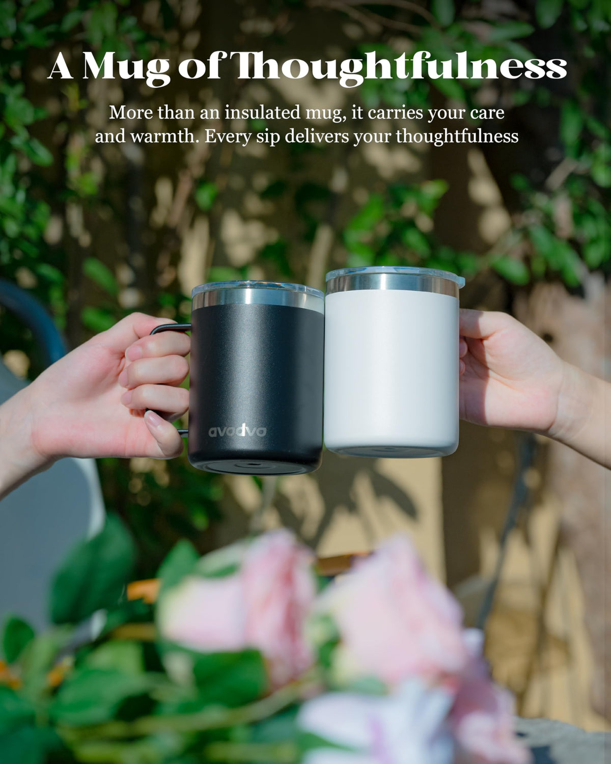 2 Pack 12oz Insulated Stainless Steel Coffee Mug with Lids O7019