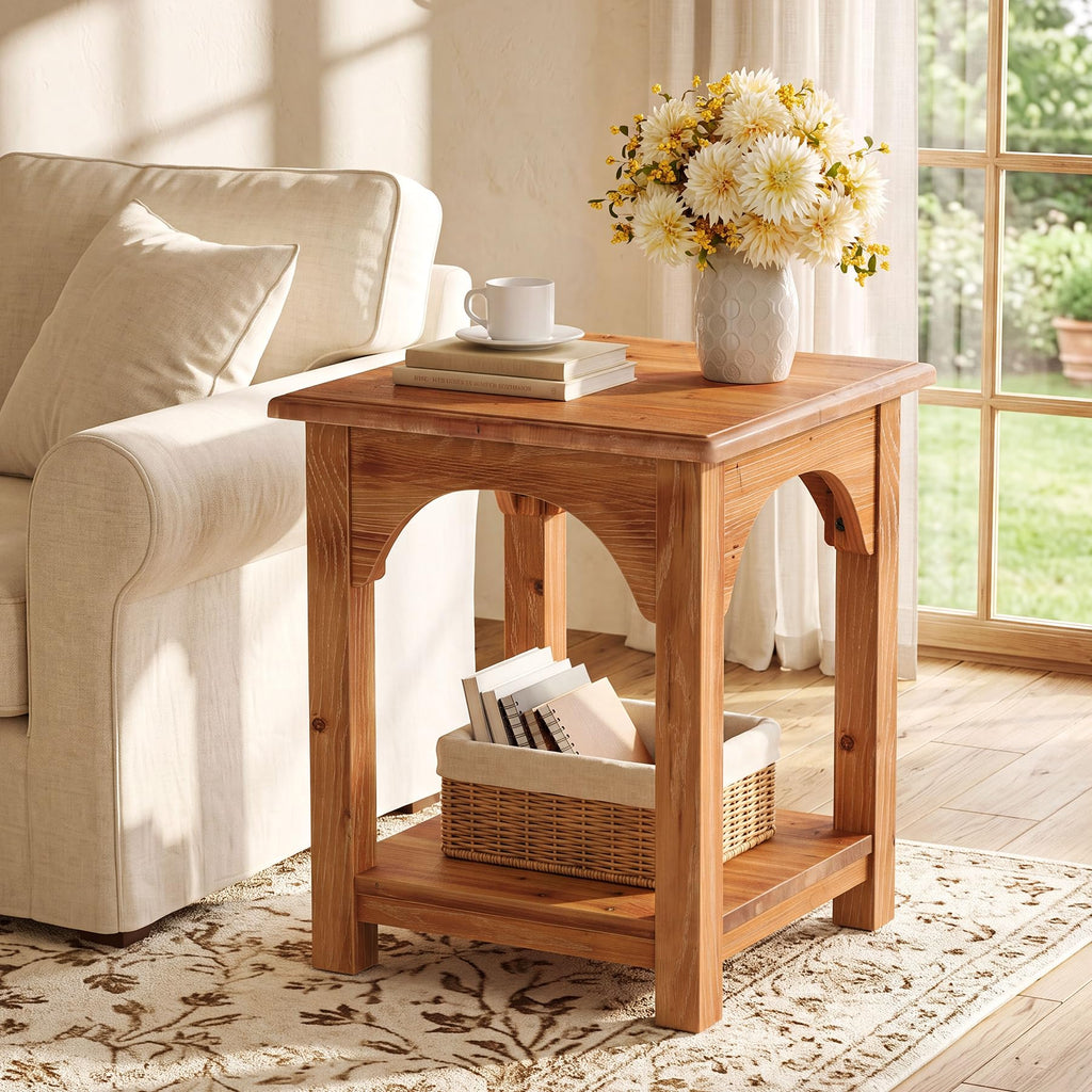 Set of 2 Solid Wood 2-Tier Side Table R246261
