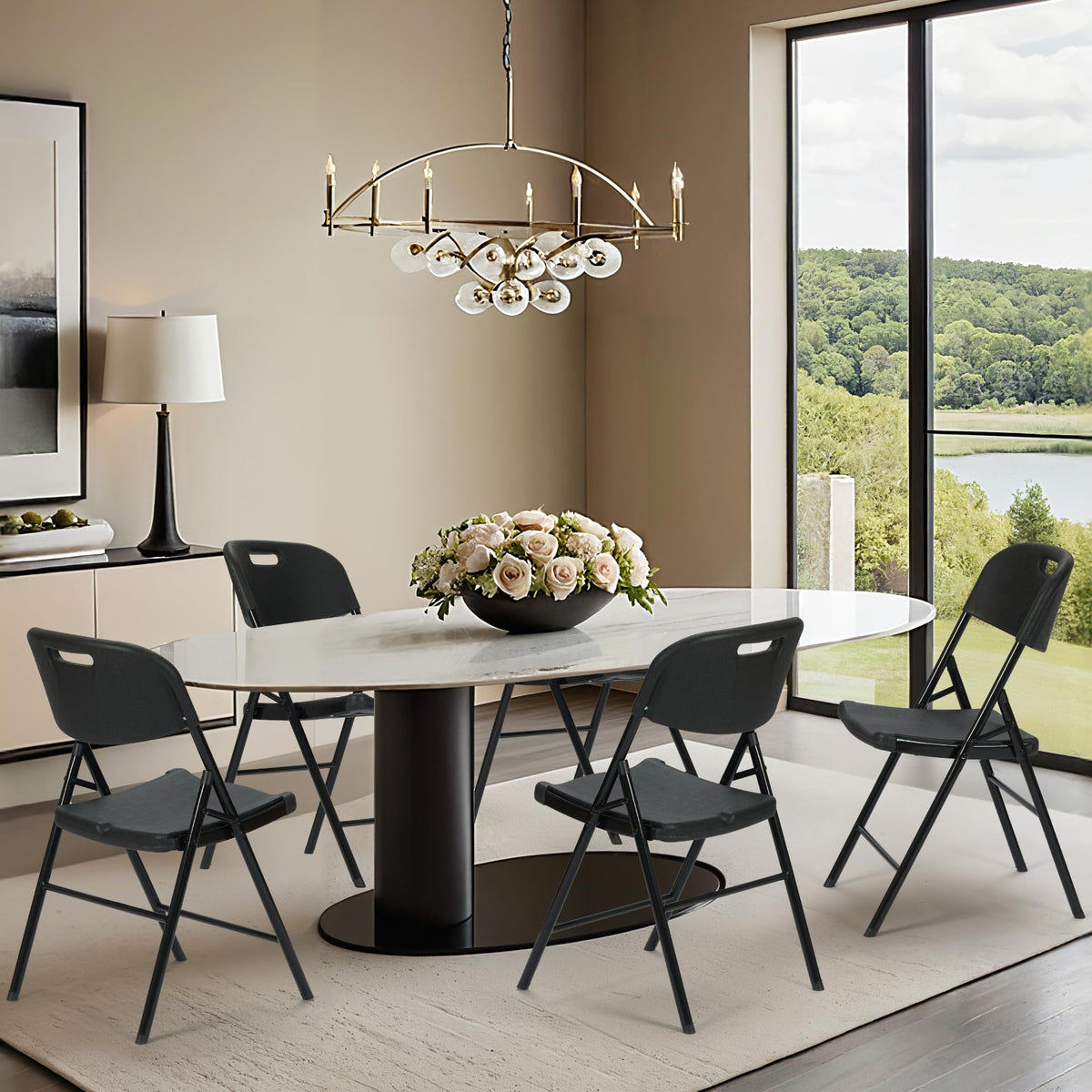 Black Plastic Folding Chair Set of 10 V8836
