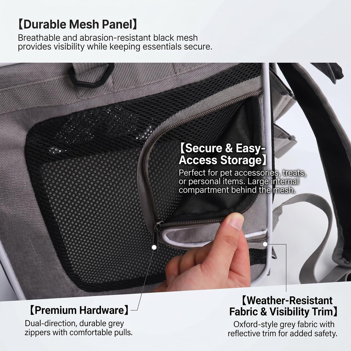 Foldable Expandable Pet Carrier Backpack for Bicycle Handlebar, Gray E592