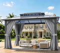 10'x12' Hardtop Aluminum Gazebo with Polycarbonate Roof, Curtains and Netting I32749