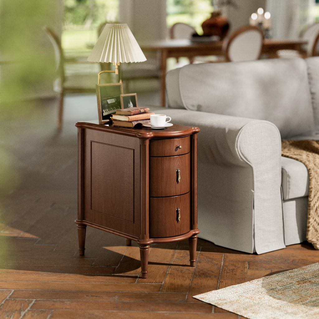 Brown Set of 2 Nightstand with Charging Station and 3 Drawers Z31176