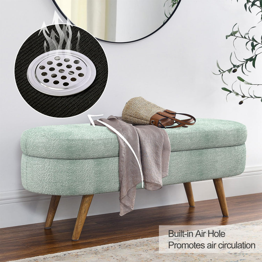 Cyan Boucle Storage Ottoman Bench D79109