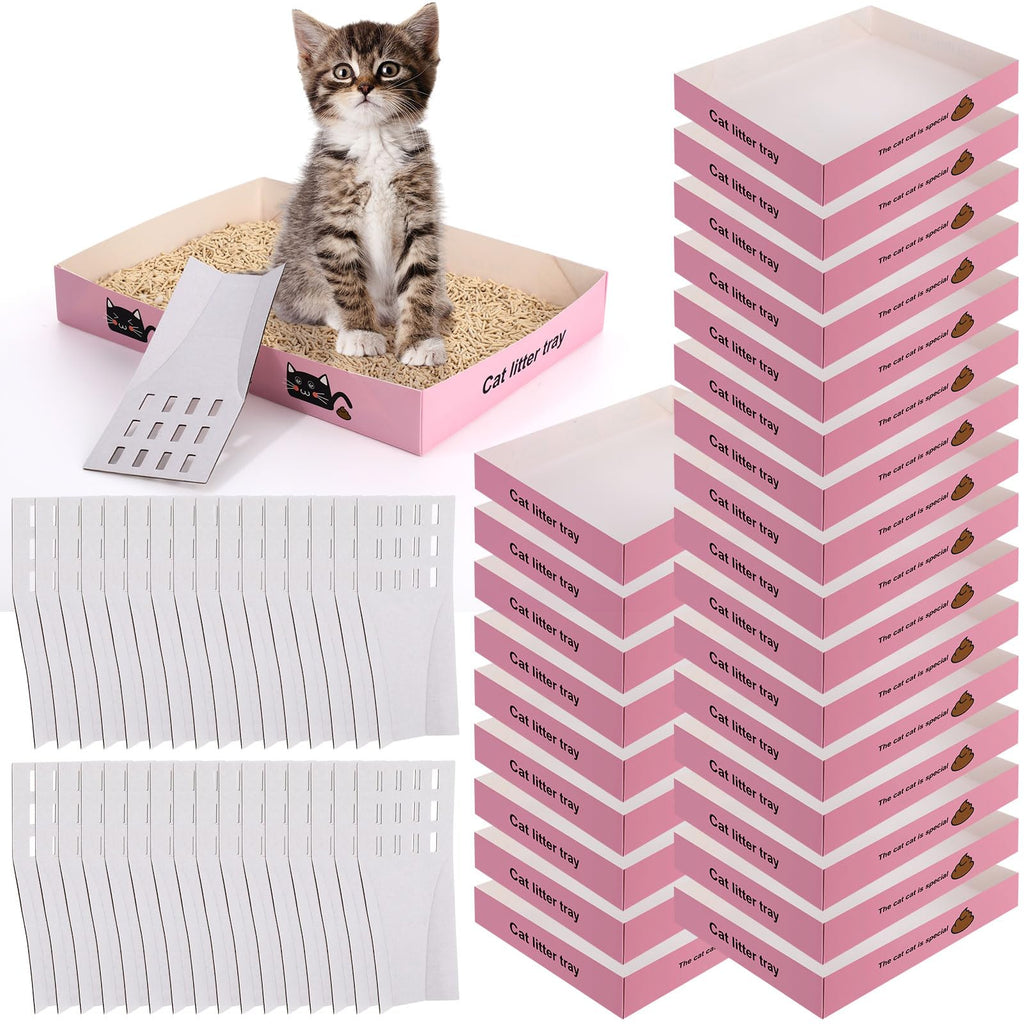 60 Pcs Disposable Cat Litter Boxes with Scoops W793535