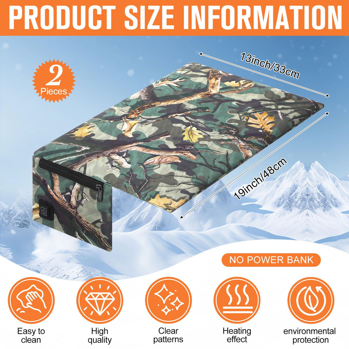 2 Pcs Heated Hunting Seat Cushion Pad D36017