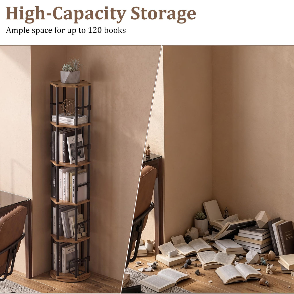 5-Tier Rotating Bookshelf Tower I282333