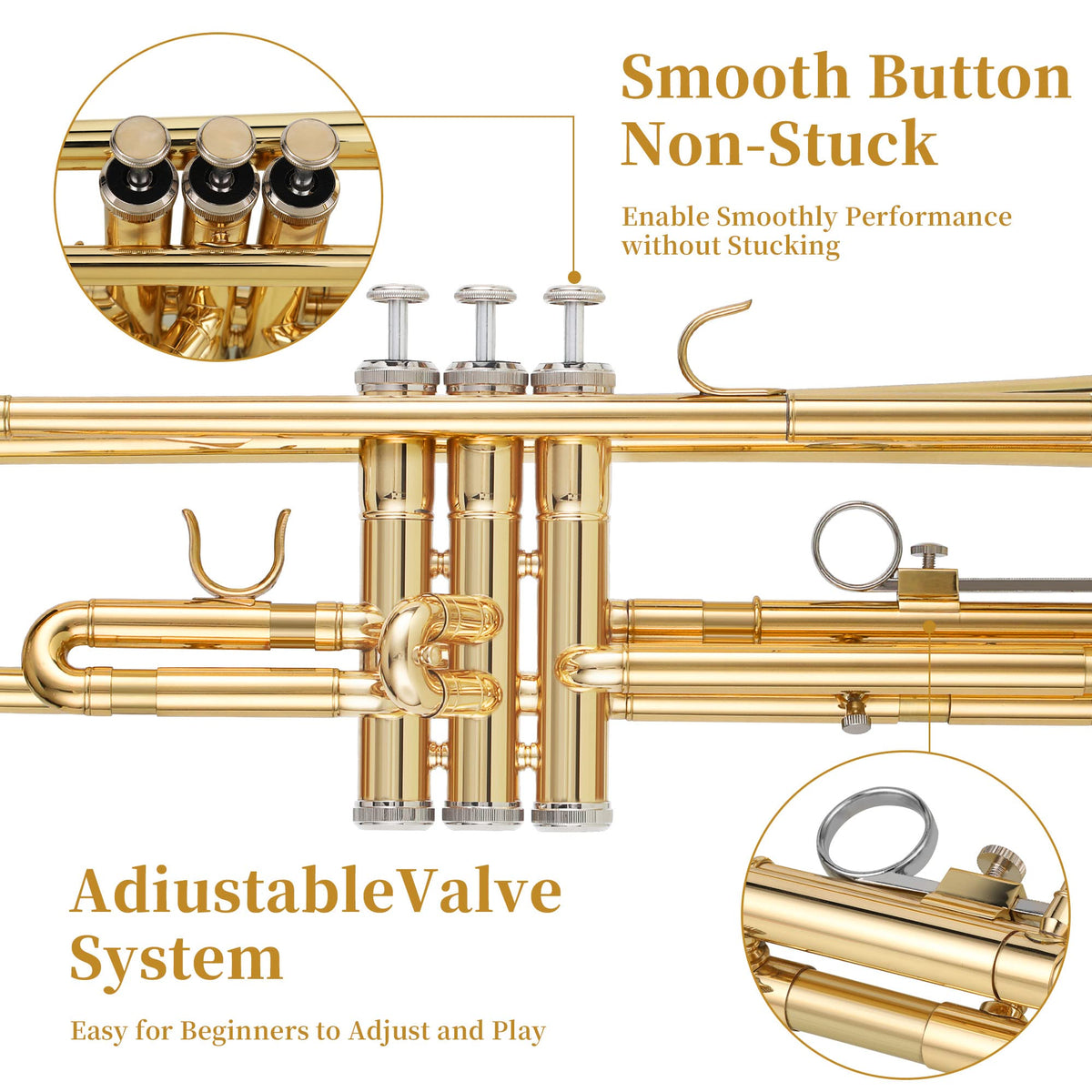 Gold Trumpet with Case, 7C Mouthpiece and Cleaning Kit B59511
