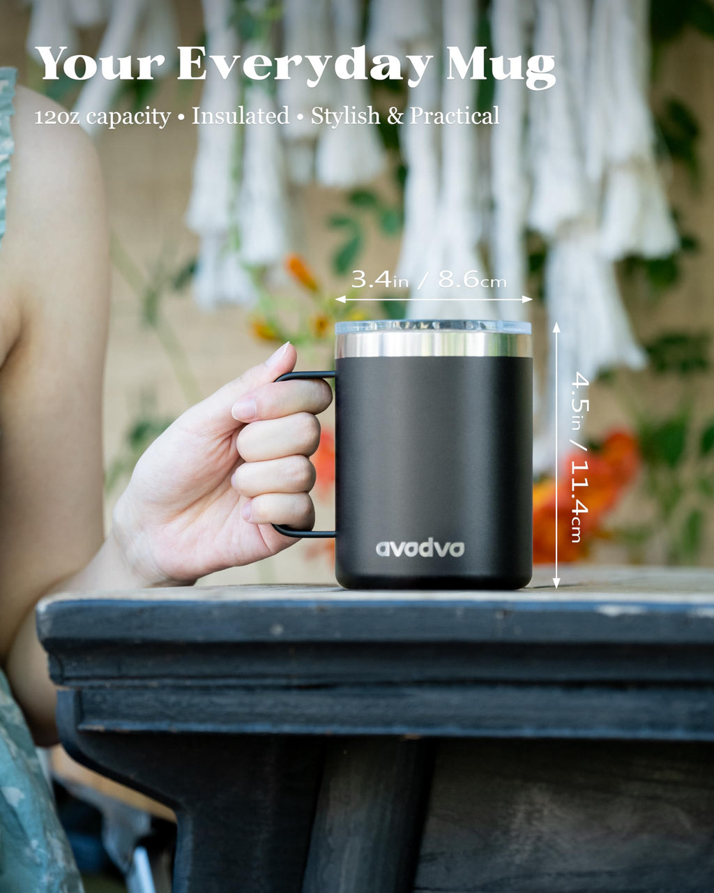 2 Pack 12oz Insulated Stainless Steel Coffee Mug with Lids O7019
