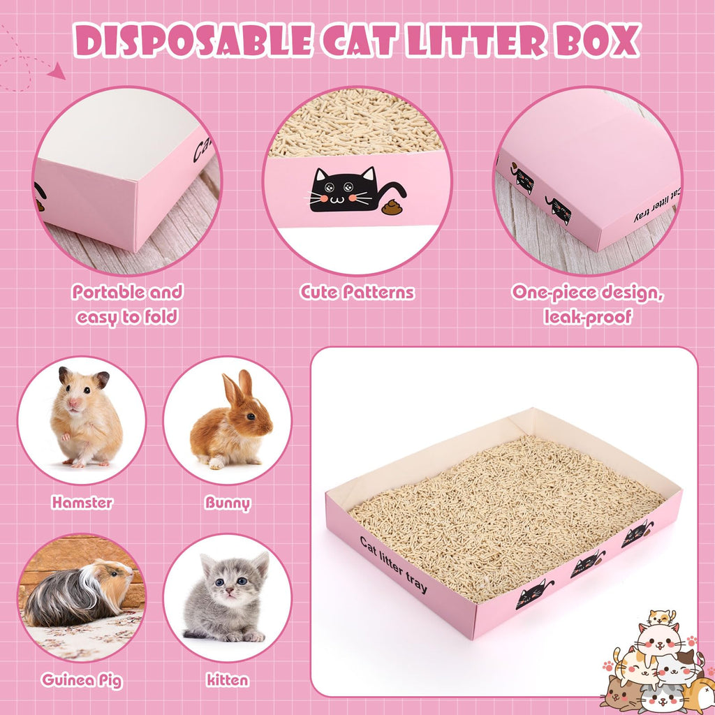 60 Pcs Disposable Cat Litter Boxes with Scoops W793535