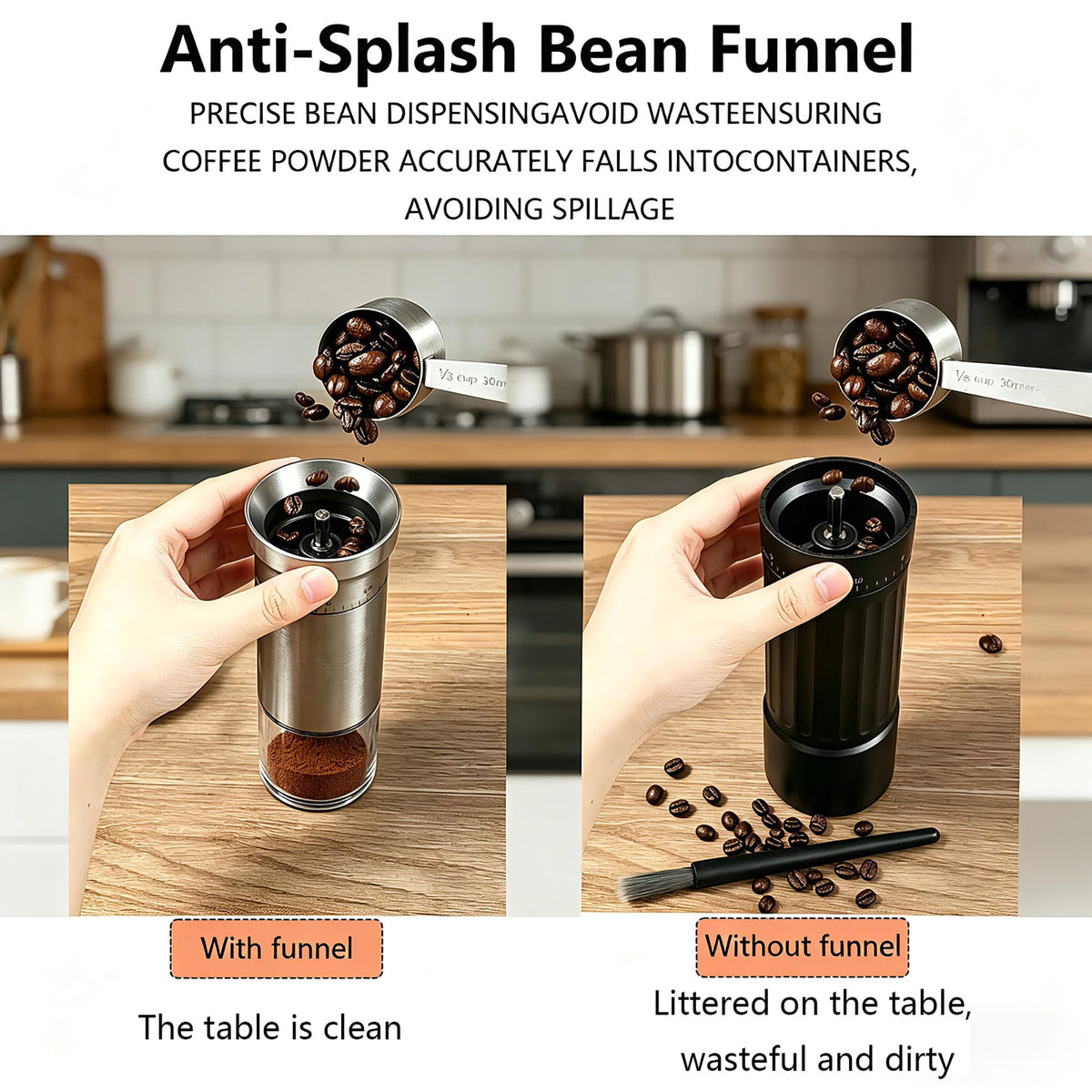 Manual Coffee Bean Grinder with Ceramic Conical Burr D6404