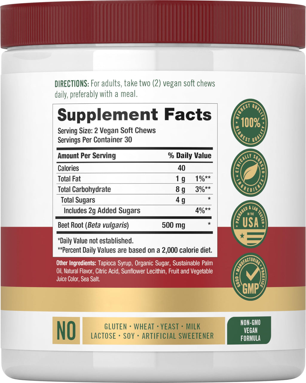 Beet Root Soft Chews 60 Count Mixed Berry Flavor I1662