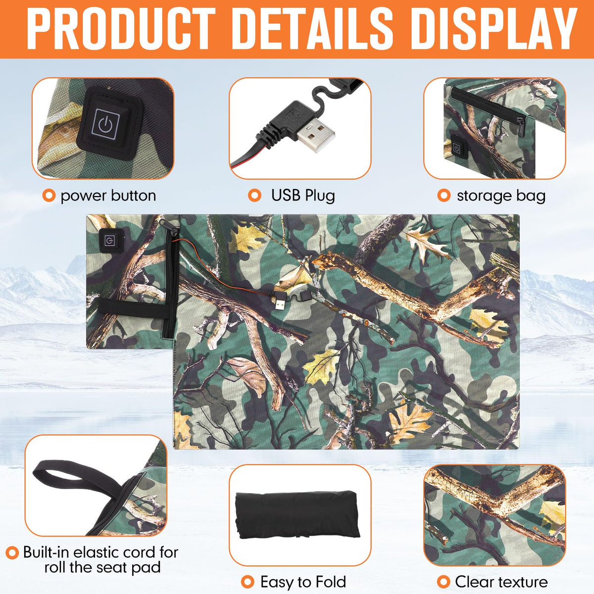 2 Pcs Heated Hunting Seat Cushion Pad D36017