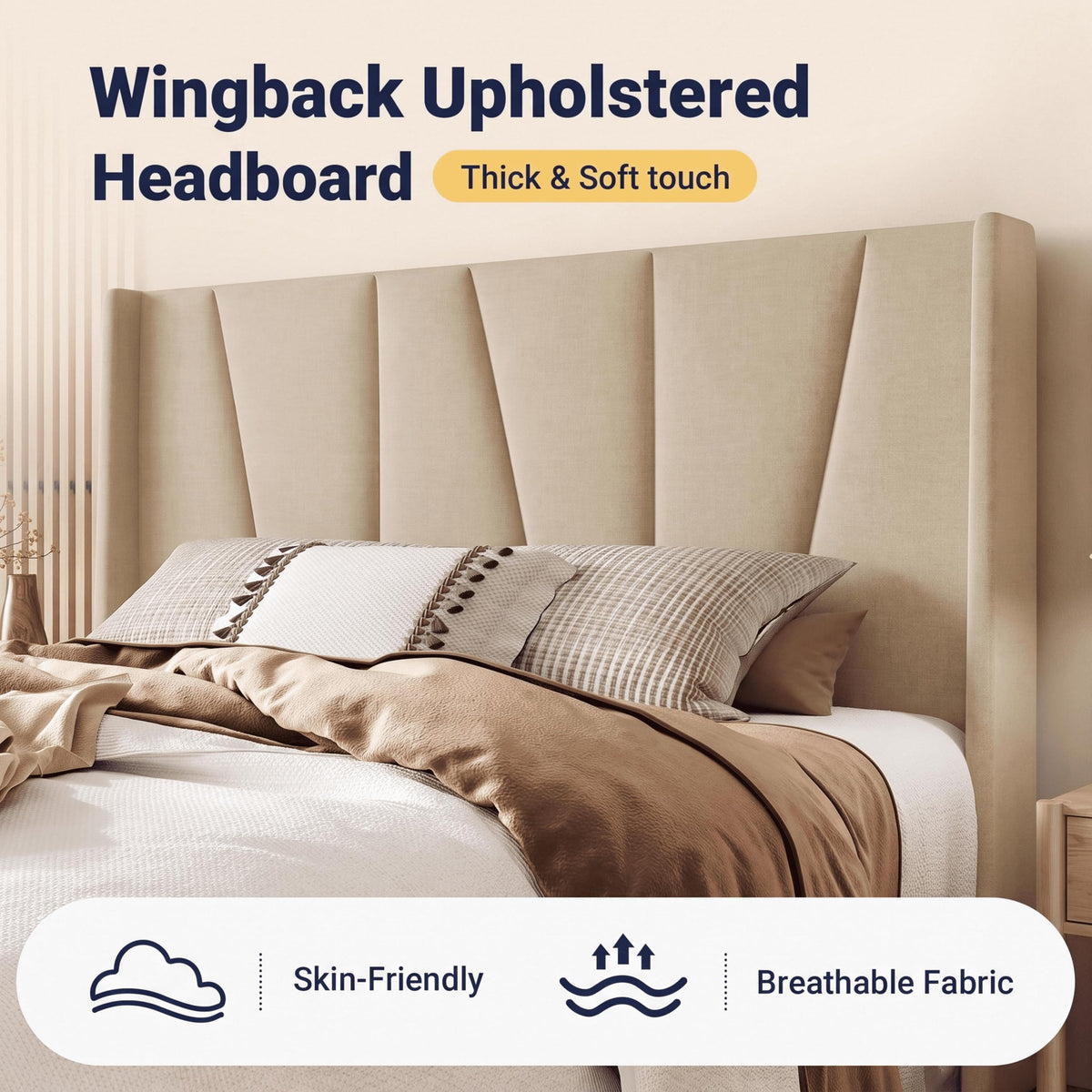 Queen Size Linen Bed Frame with Headboard U1845