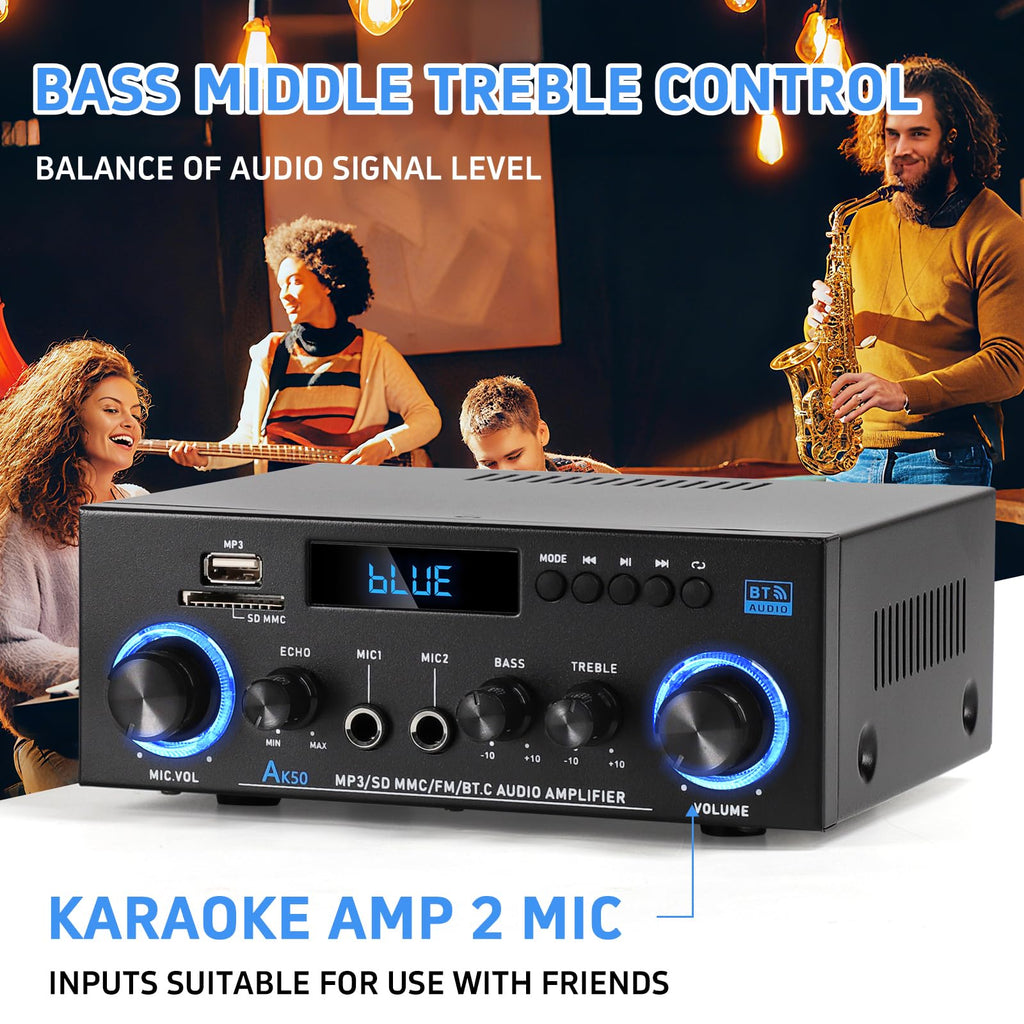 Bluetooth 5.0 2 Channel 400W Stereo Amplifier H252245