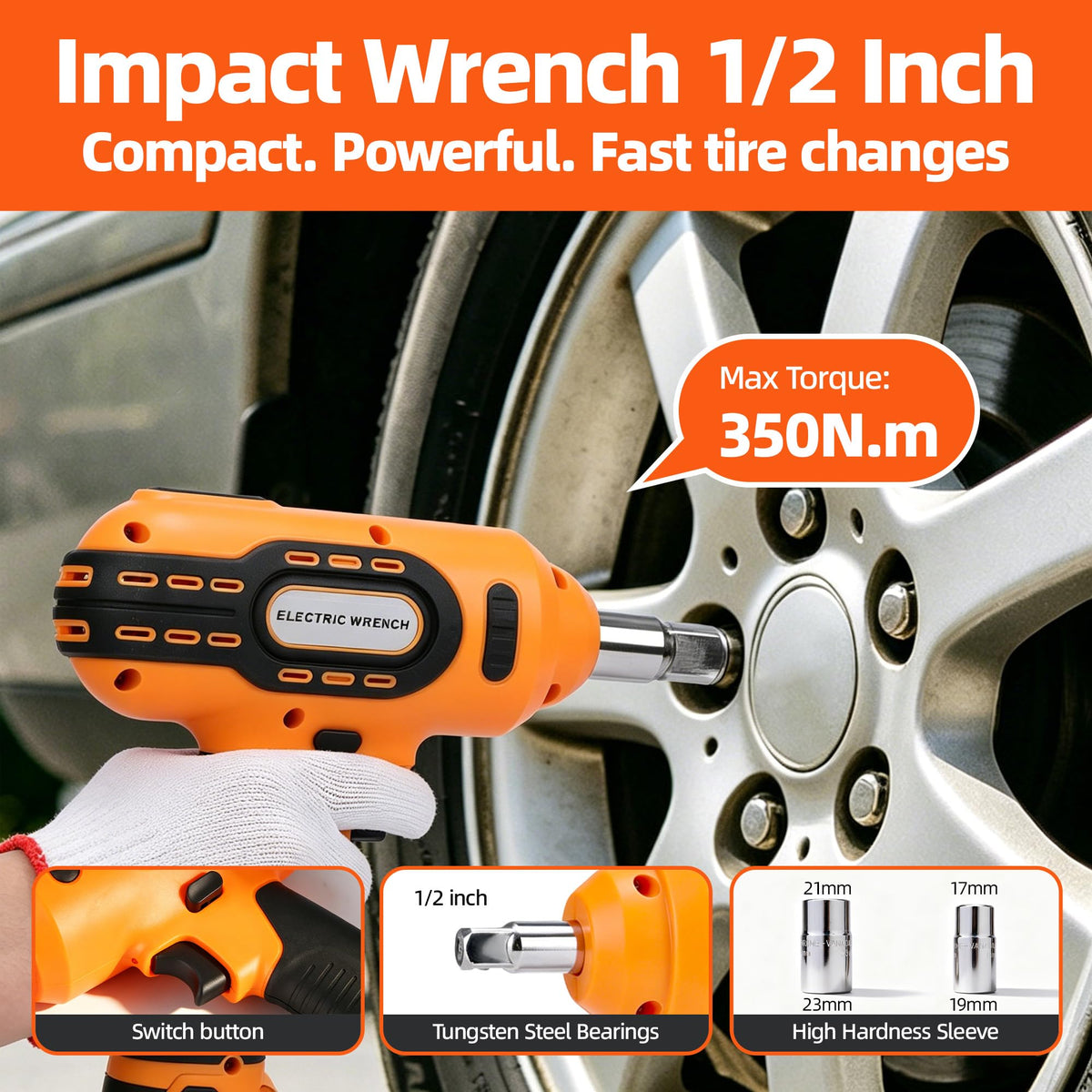 5 Ton 12V Electric Car Jack Kit with Impact Wrench and Tire Inflator Pump B7790