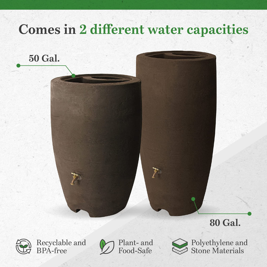 50 Gallon Plastic Rain Barrel 2 Pack E149