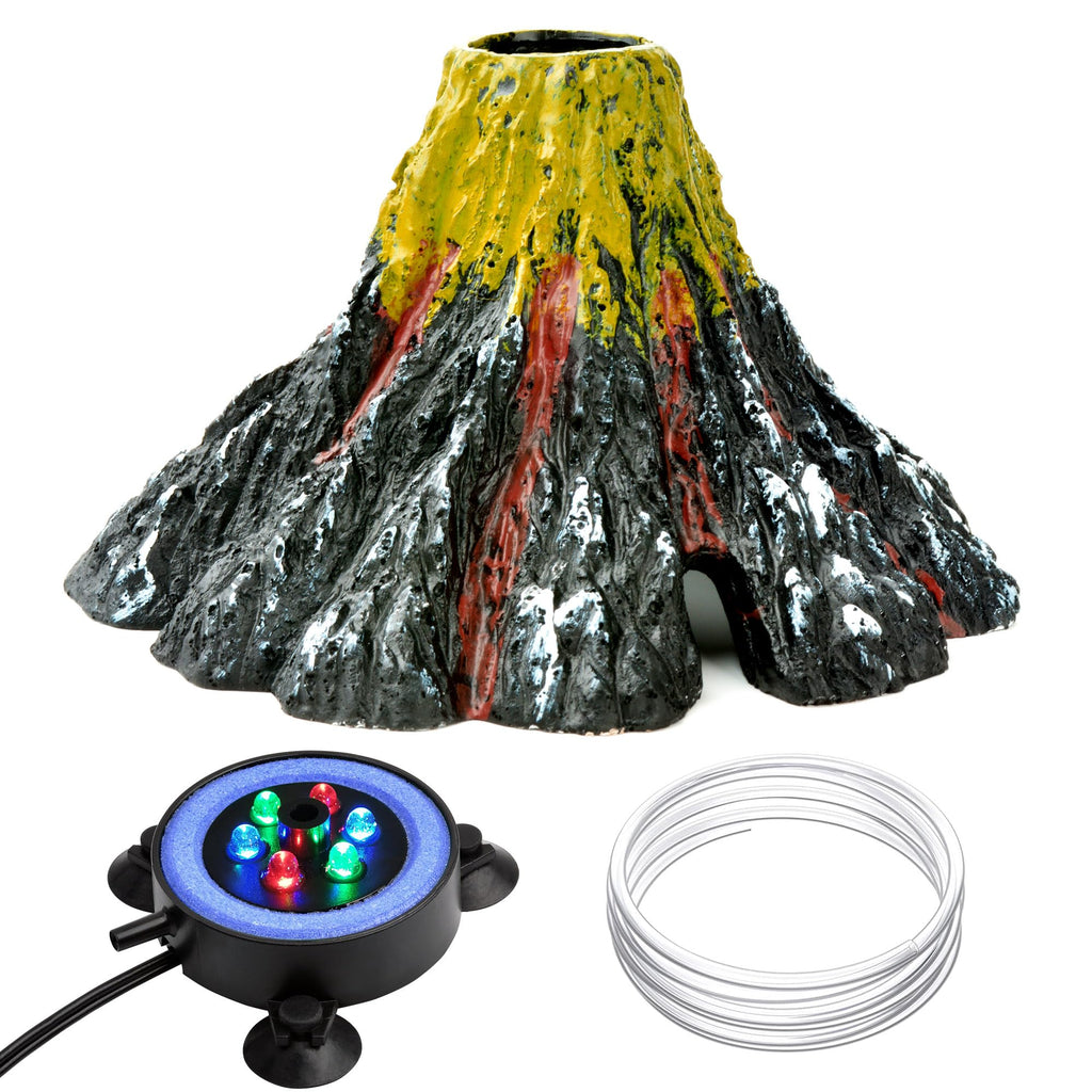 Aquarium Bubbler Decoration LED Volcano Ornament T99867