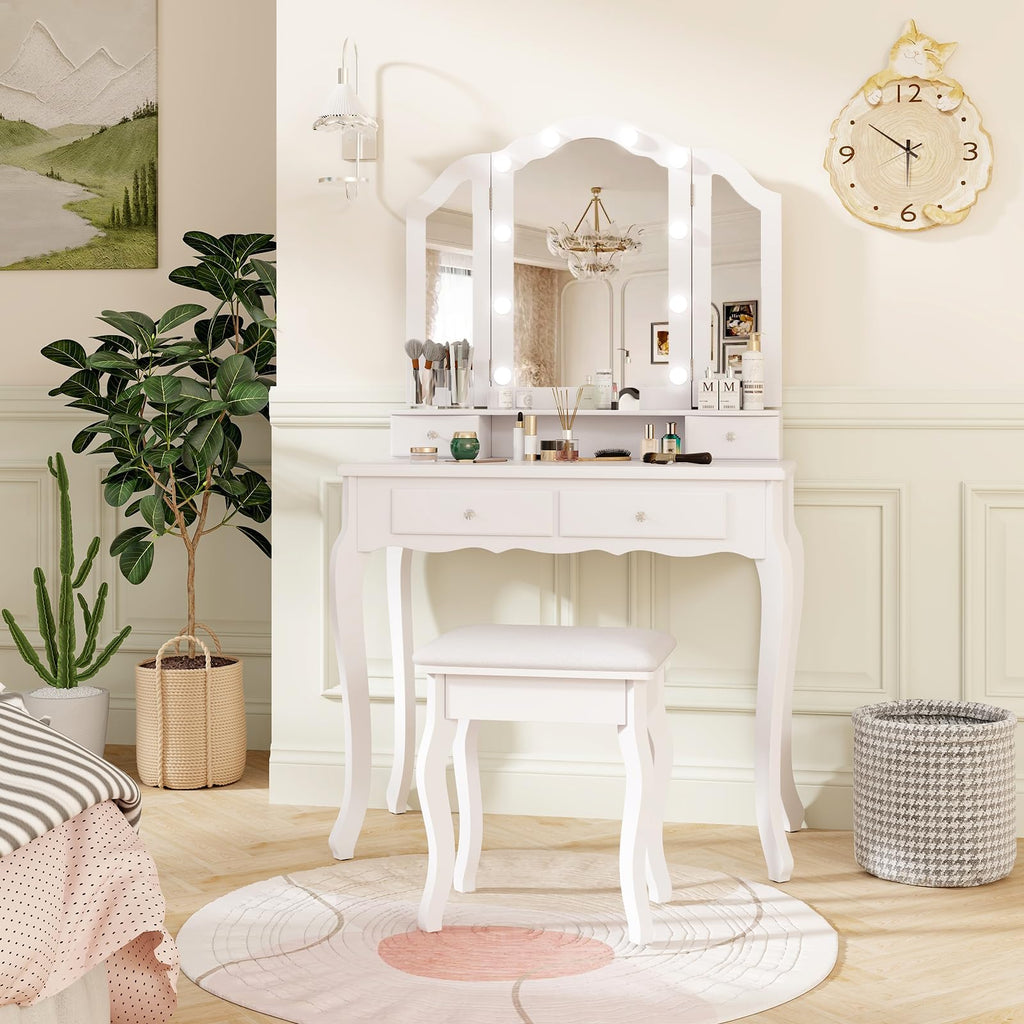 Vanity Desk with Lighted Mirror V97763